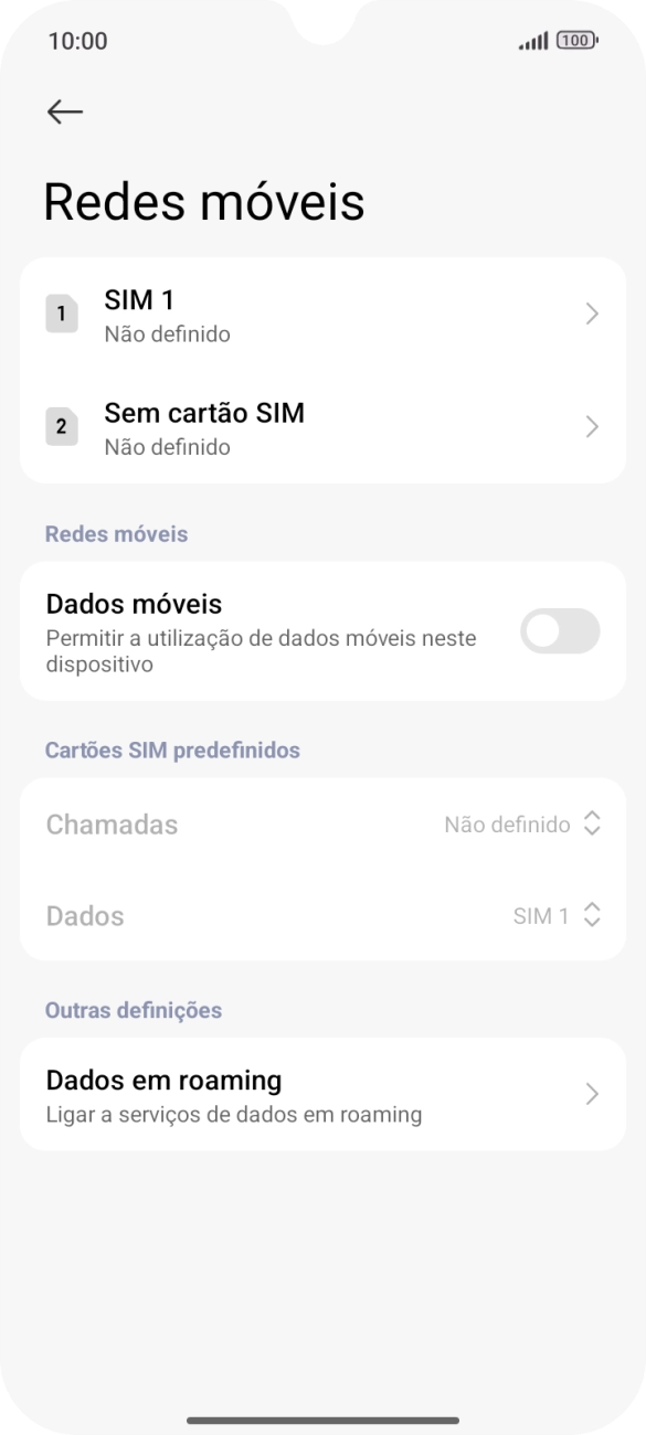 Prima o nome do cartão SIM.