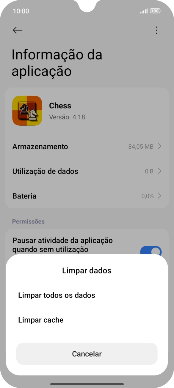 Prima Limpar cache.