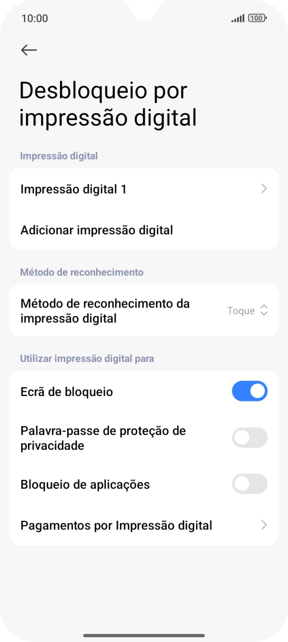 Prima os indicadores junto às definições pretendidas para as ativar ou desativar.