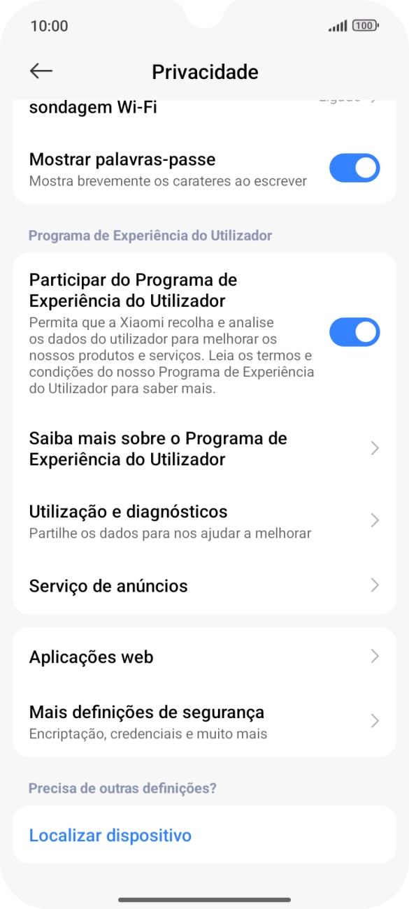 Prima Mais definições de segurança.
