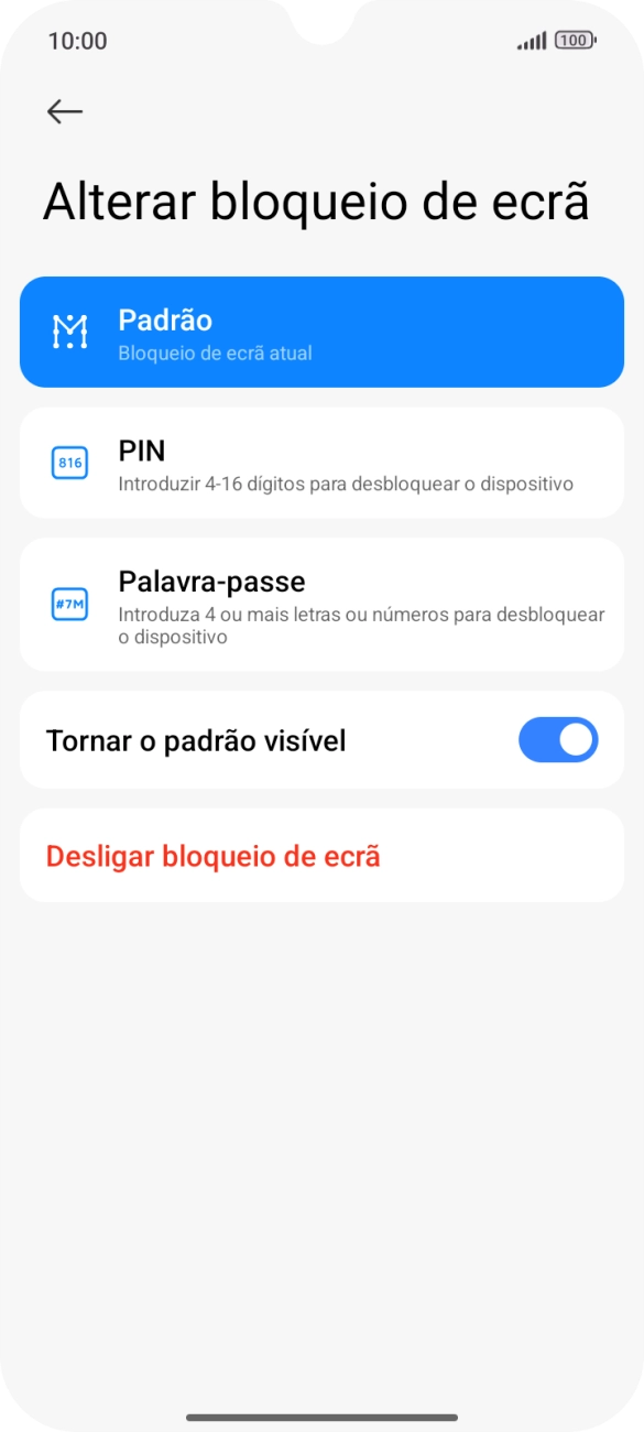Prima Desligar bloqueio de ecrã e introduza o código adicional de bloqueio do telefone que criou anteriormente.