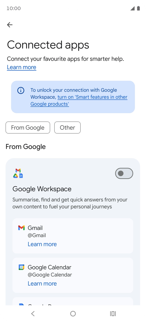 Press the indicator next to the required extension to turn on the function.