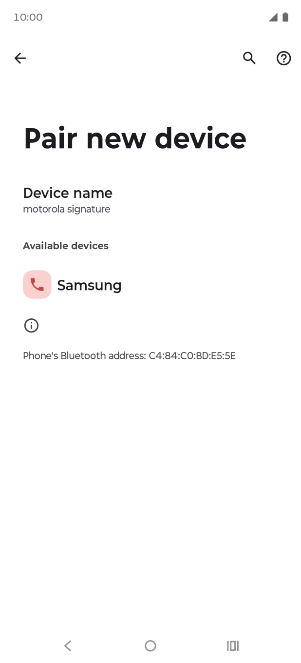 Press the required Bluetooth device and follow the instructions on the screen to pair the device with your phone.