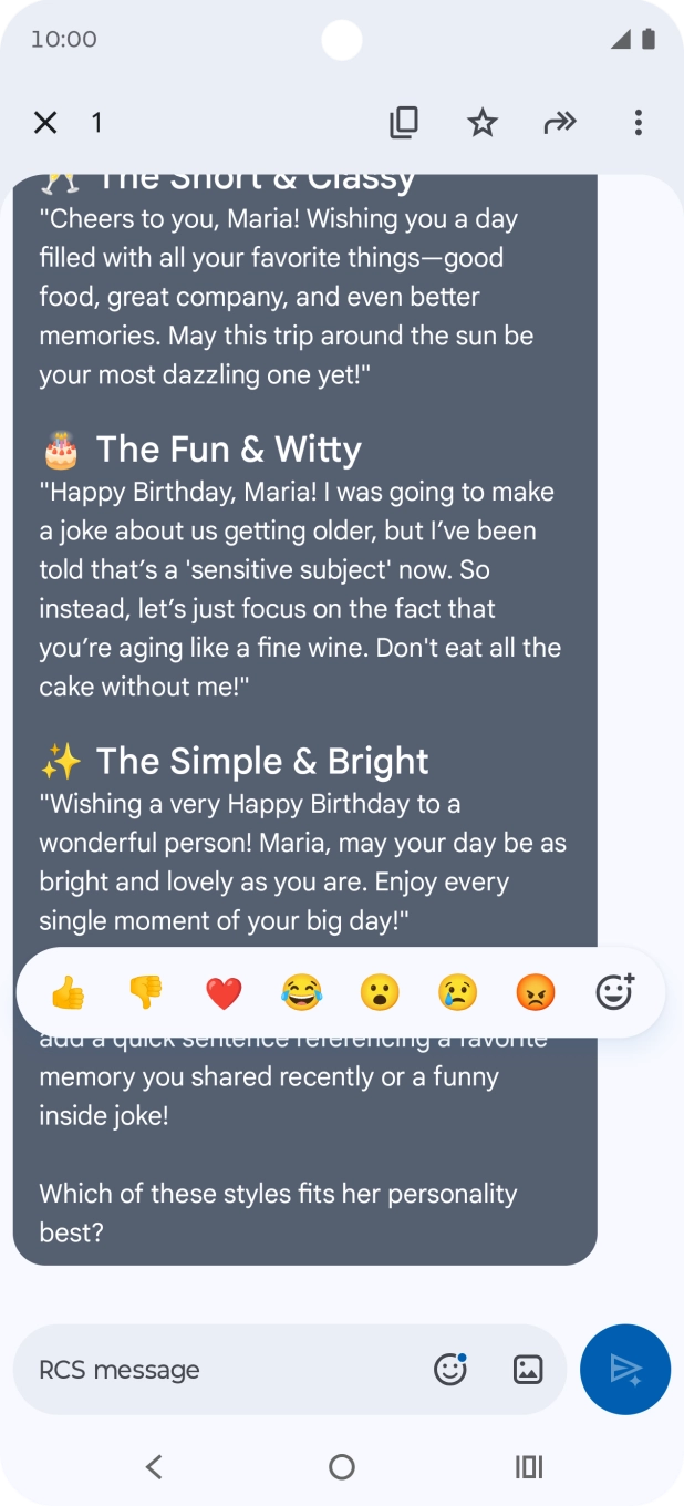 Press and hold the text suggestion from Gemini. Follow the instructions on the screen to use the text suggestion.