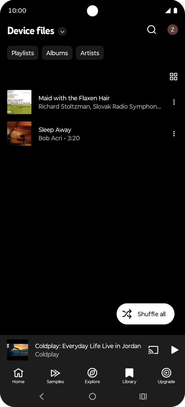 Press the required audio file.