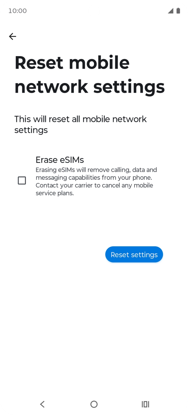 Press Reset settings. Press Reset settings.