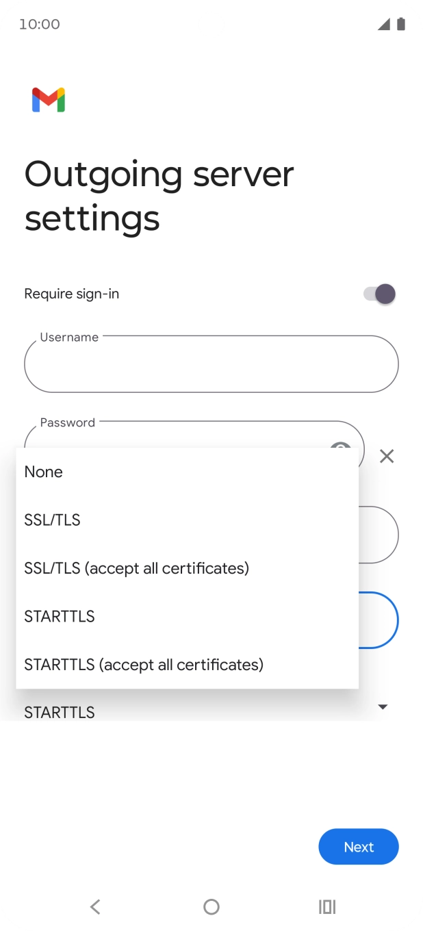 Press SSL/TLS. Press SSL/TLS.