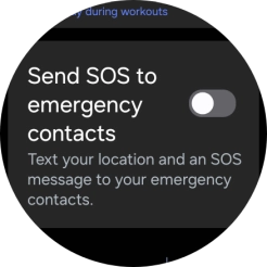 Press the indicator next to 'Send SOS to emergency contacts' to turn the function on or off.