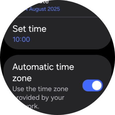 Press the indicator next to 'Automatic time zone' to turn off the function.