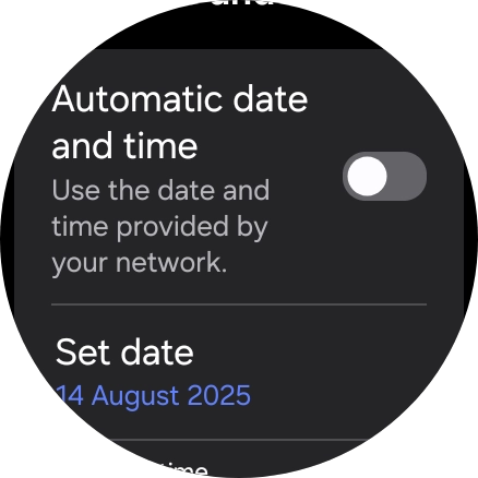 Press the indicator next to 'Automatic date and time' to turn on the function.