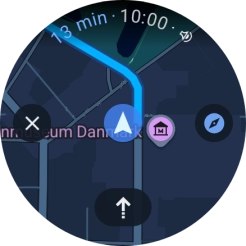 Press the route description icon to return to the directions. Press the route description icon to return to the directions.