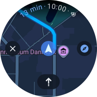 Press the route description icon to return to the directions. Press the route description icon to return to the directions.