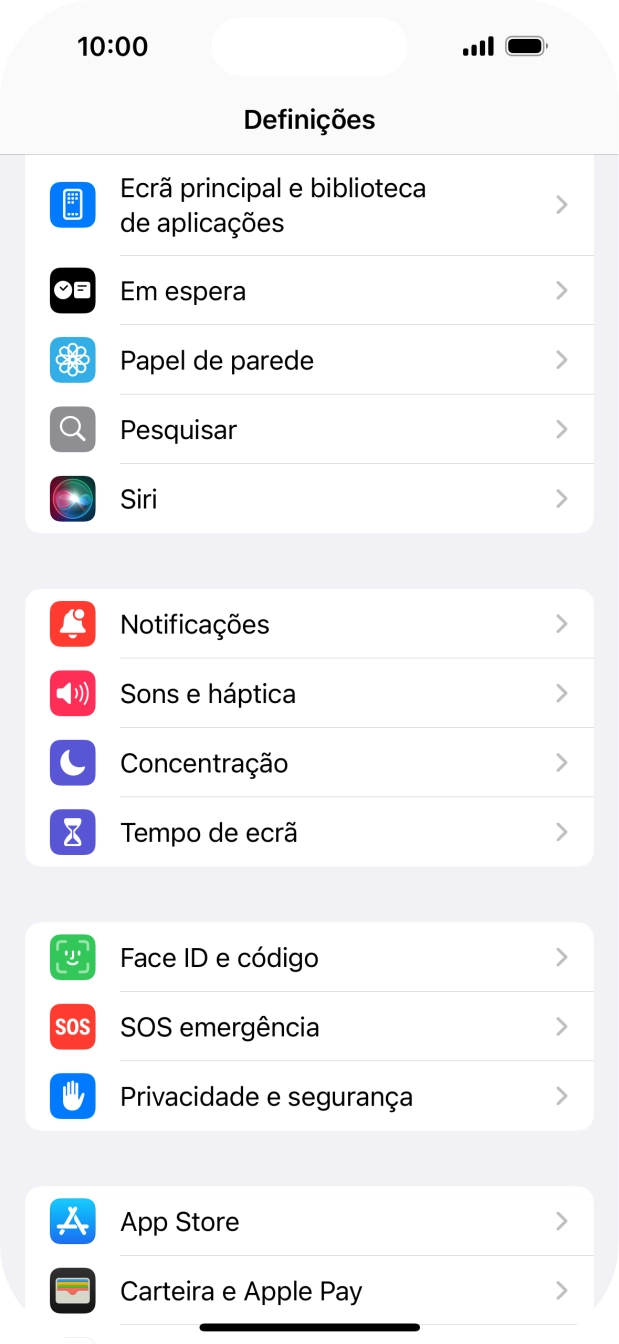 Prima Face ID e código.