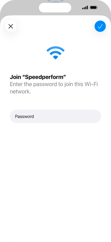 Key in the password for the WiFi network and press the confirm icon. Key in the password for the WiFi network and press the confirm icon.