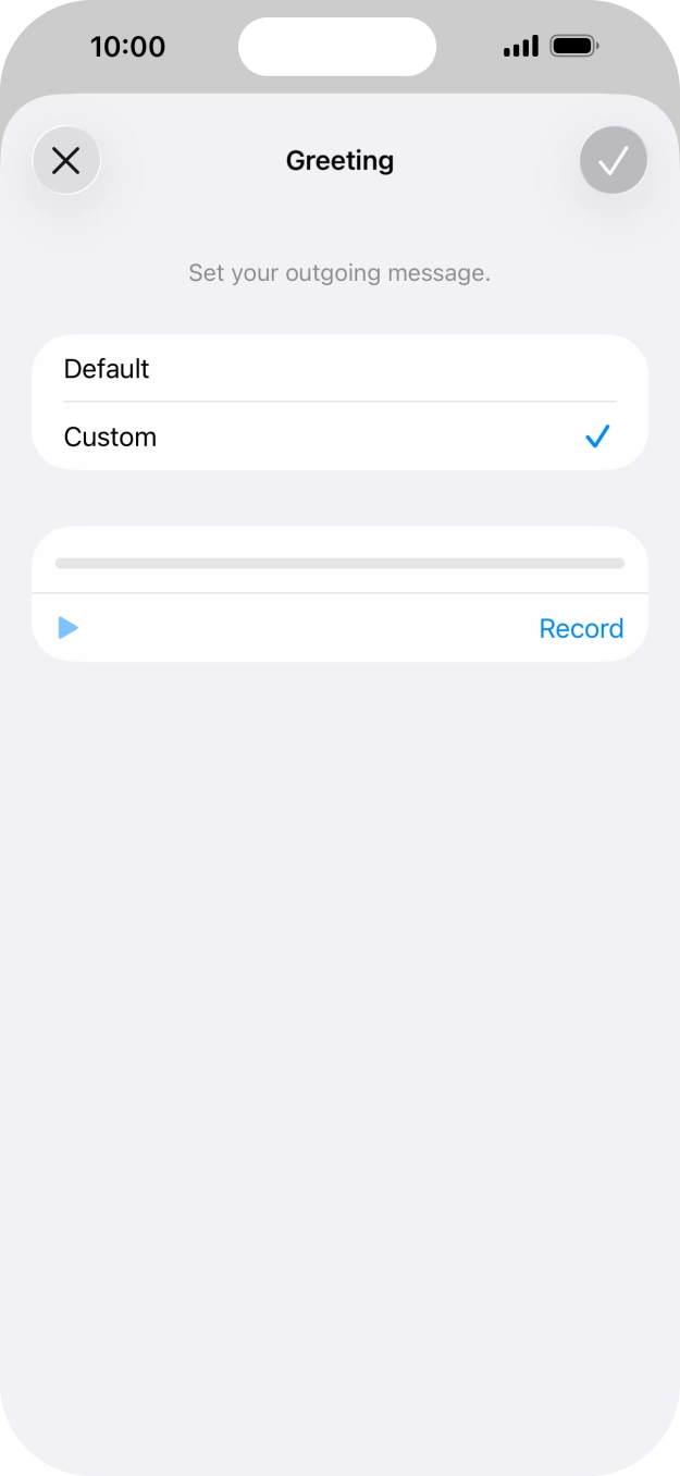 Press Record to start recording a personal greeting. Press Record to start recording a personal greeting.
