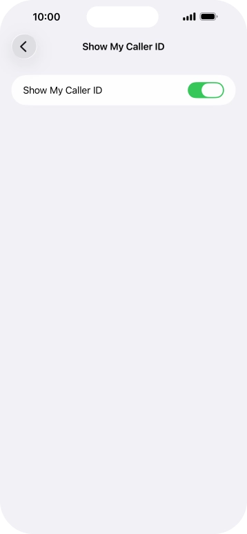 Press the indicator next to 'Show My Caller ID' to turn the function on or off.