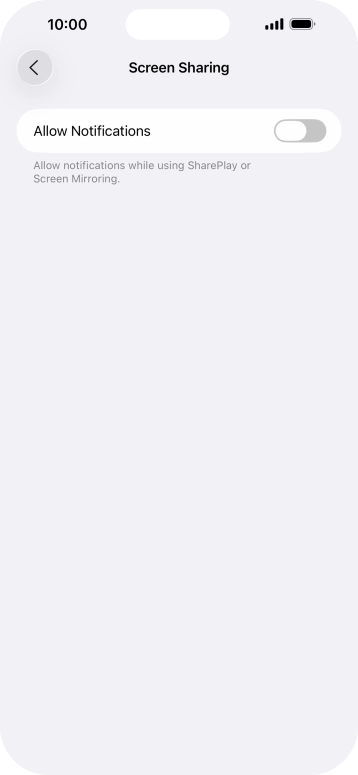 Press the indicator next to 'Allow Notifications' to turn the function on or off. Press the indicator next to 'Allow Notifications' to turn the function on or off.