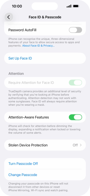 Press Turn Passcode Off and key in the lock code.