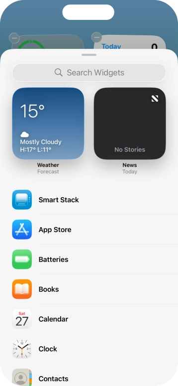 Press the required widget. Press the required widget.
