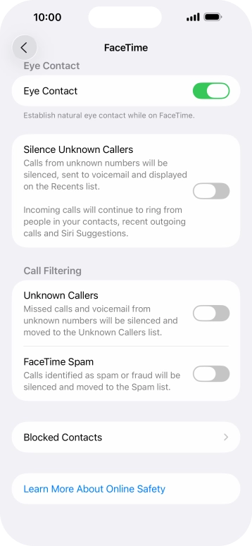 Press Blocked Contacts. Press Blocked Contacts.