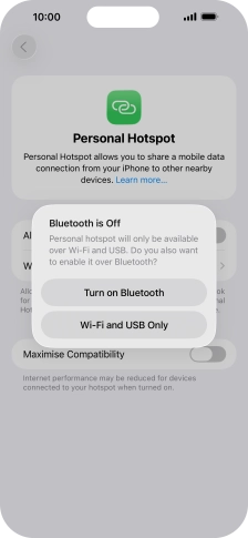 If WiFi is turned on, press Wi-Fi and USB Only.