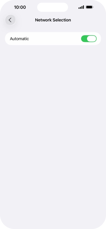 Press the indicator next to 'Automatic' to turn automatic network selection on or off.