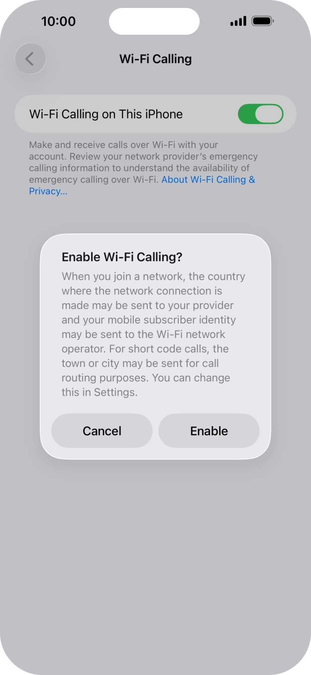 If you turn on the function, press Enable.