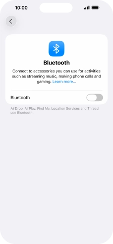 Press the indicator next to 'Bluetooth' to turn on the function.