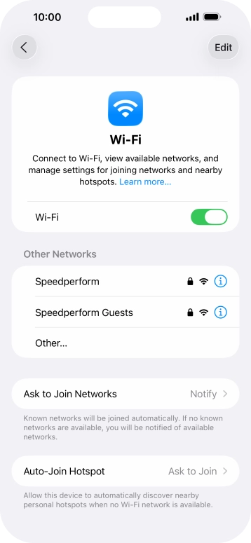 Press the required WiFi network and key in the password for the WiFi network.
