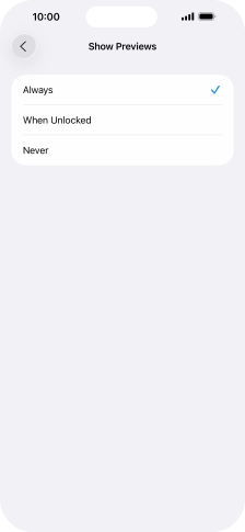 To select notification preview on the lock screen, press Always.