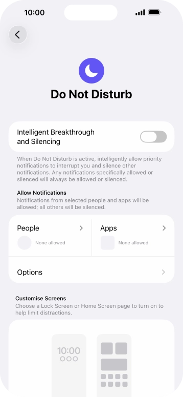 Press People and follow the instructions on the screen to select which contacts you would like to receive calls and notifications from when Do Not Disturb is turned on.