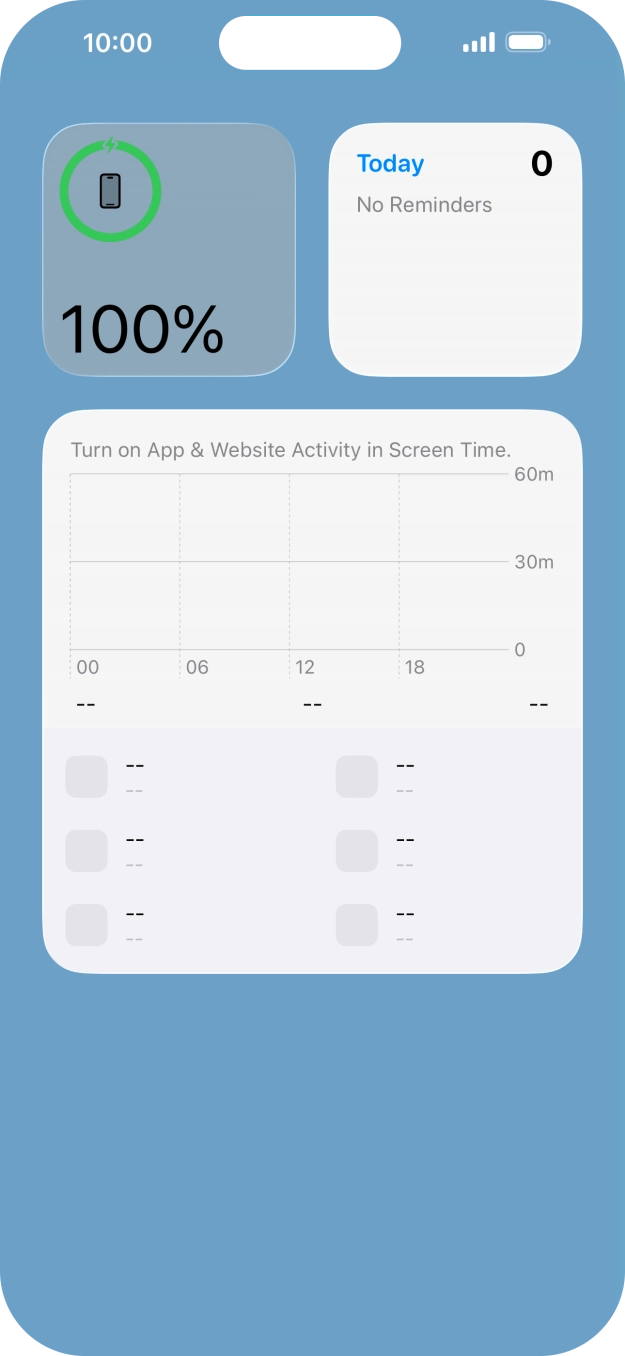 Slide your finger up or down on the screen to see more widgets. Slide your finger up or down on the screen to see more widgets.