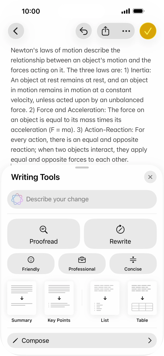 Press Describe your change and write in your own words how you would like the text to be rewritten. Follow the instructions on the screen to use the function. Press Describe your change and write in your own words how you would like the text to be rewritten. Follow the instructions on the screen to use the function.