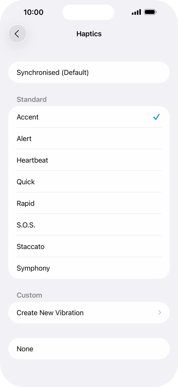 Press the required setting to turn on the function.