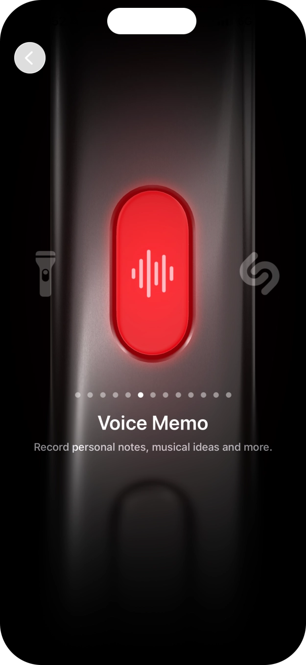 Slide your finger right or left on the screen to select the required function.