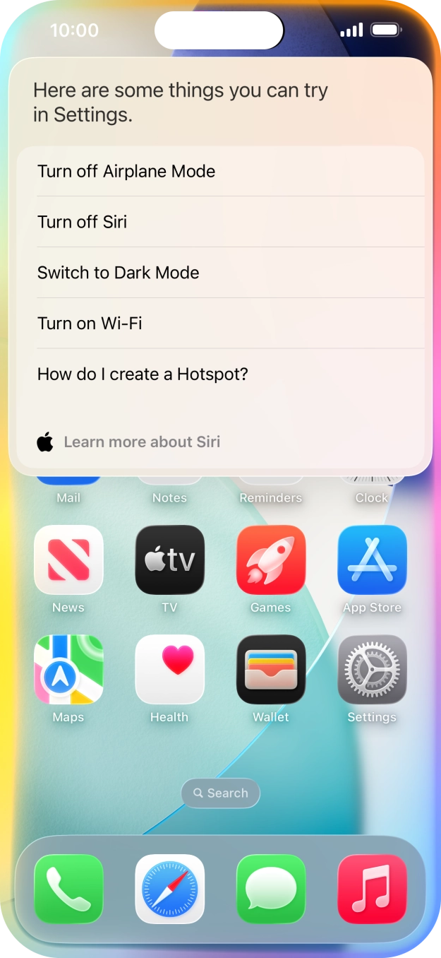Say 'WHAT CAN I ASK' and press Learn more about Siri to see more examples. Say 'WHAT CAN I ASK' and press Learn more about Siri to see more examples.