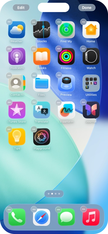 Press the home screen page icon.