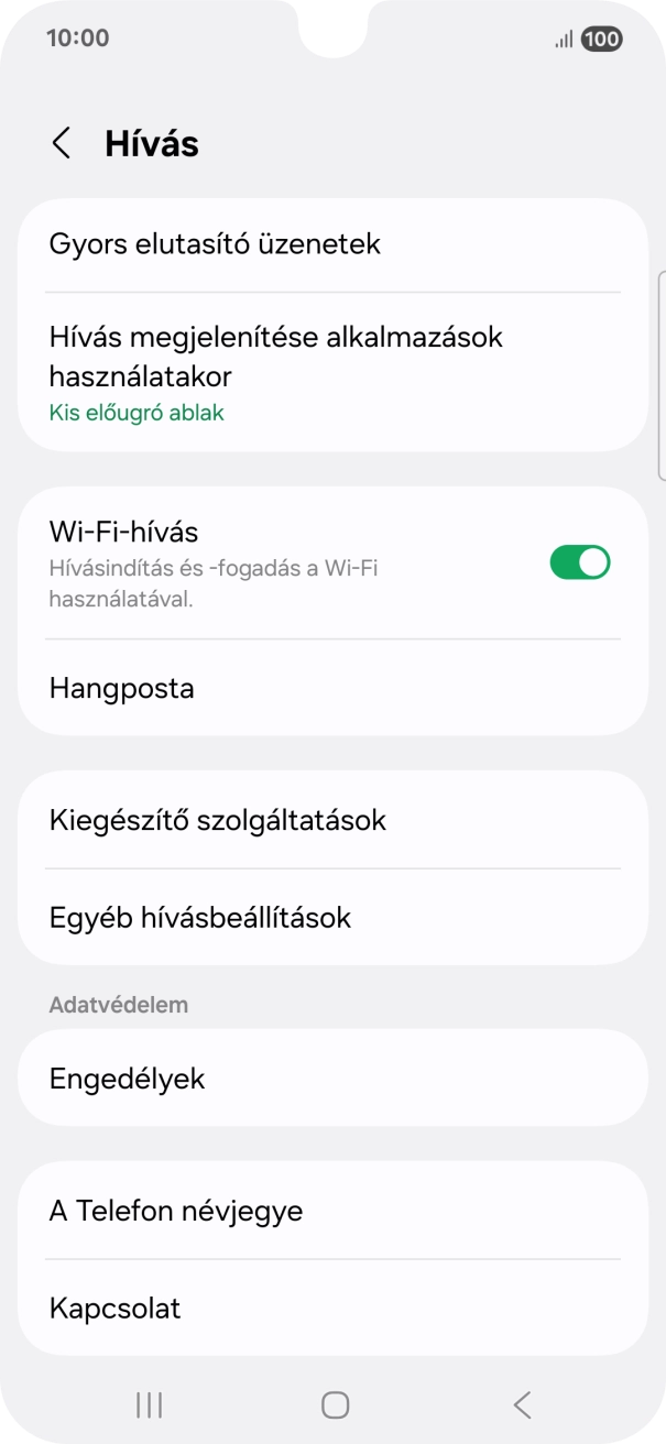 Válaszd a Kiegészítő szolgáltatások lehetőséget.