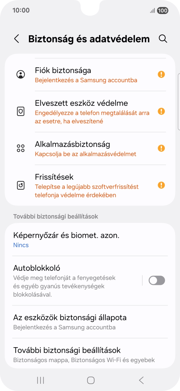 Válaszd a További biztonsági beállítások lehetőséget.