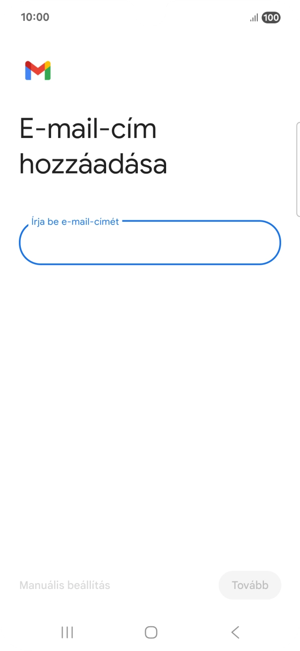 Kattints az „Írja be e-mail-címét” alatti mezőre, és írd be az e-mail címedet.