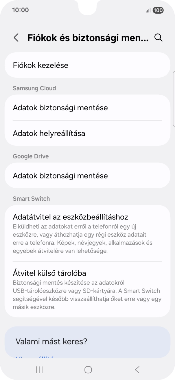 Válaszd a Fiókok kezelése lehetőséget. Válaszd a Fiókok kezelése lehetőséget.