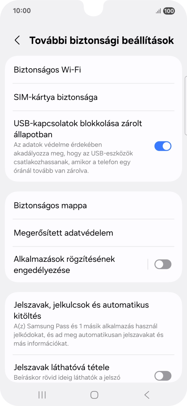 Válaszd a SIM-kártya biztonsága lehetőséget.