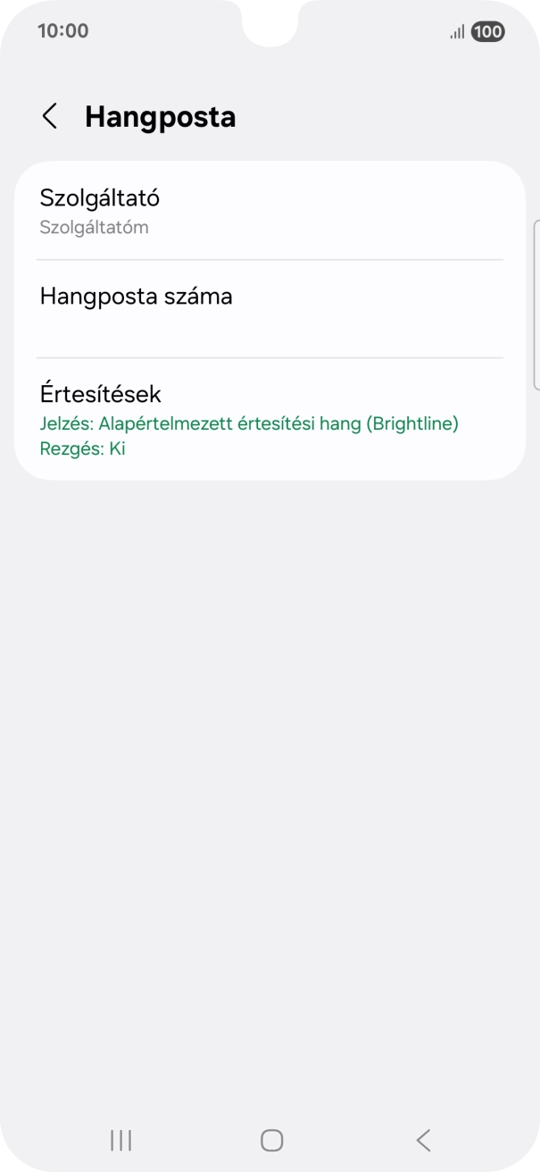 Válaszd a Hangposta száma lehetőséget.