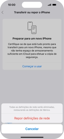 Prima Repor definições de rede.