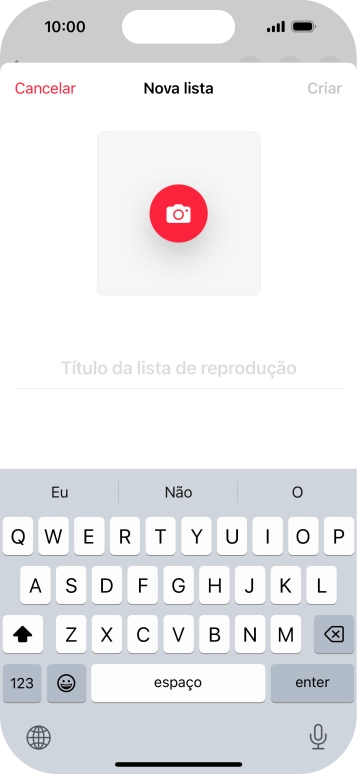 Prima o campo de escrita e introduza o nome da lista de reprodução.