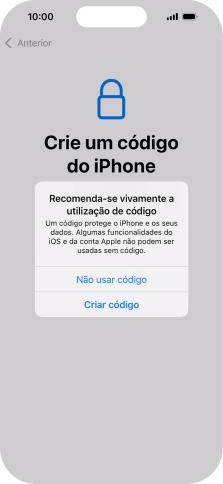 Se desativar a função, prima Não usar código.