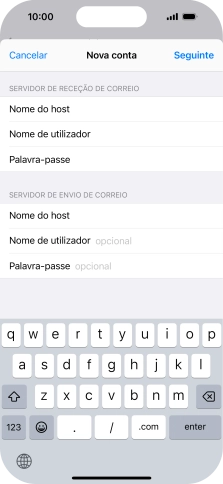 Prima Nome de utilizador e introduza o nome de utilizador da sua conta de e-mail.