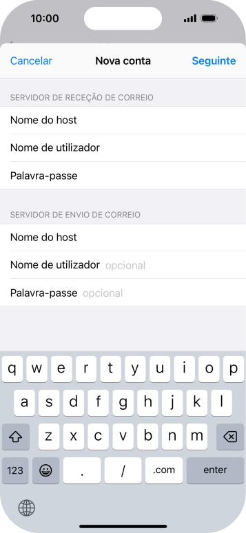 Prima Nome de utilizador e introduza o nome de utilizador da sua conta de e-mail.