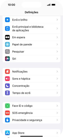 Prima Face ID e código.