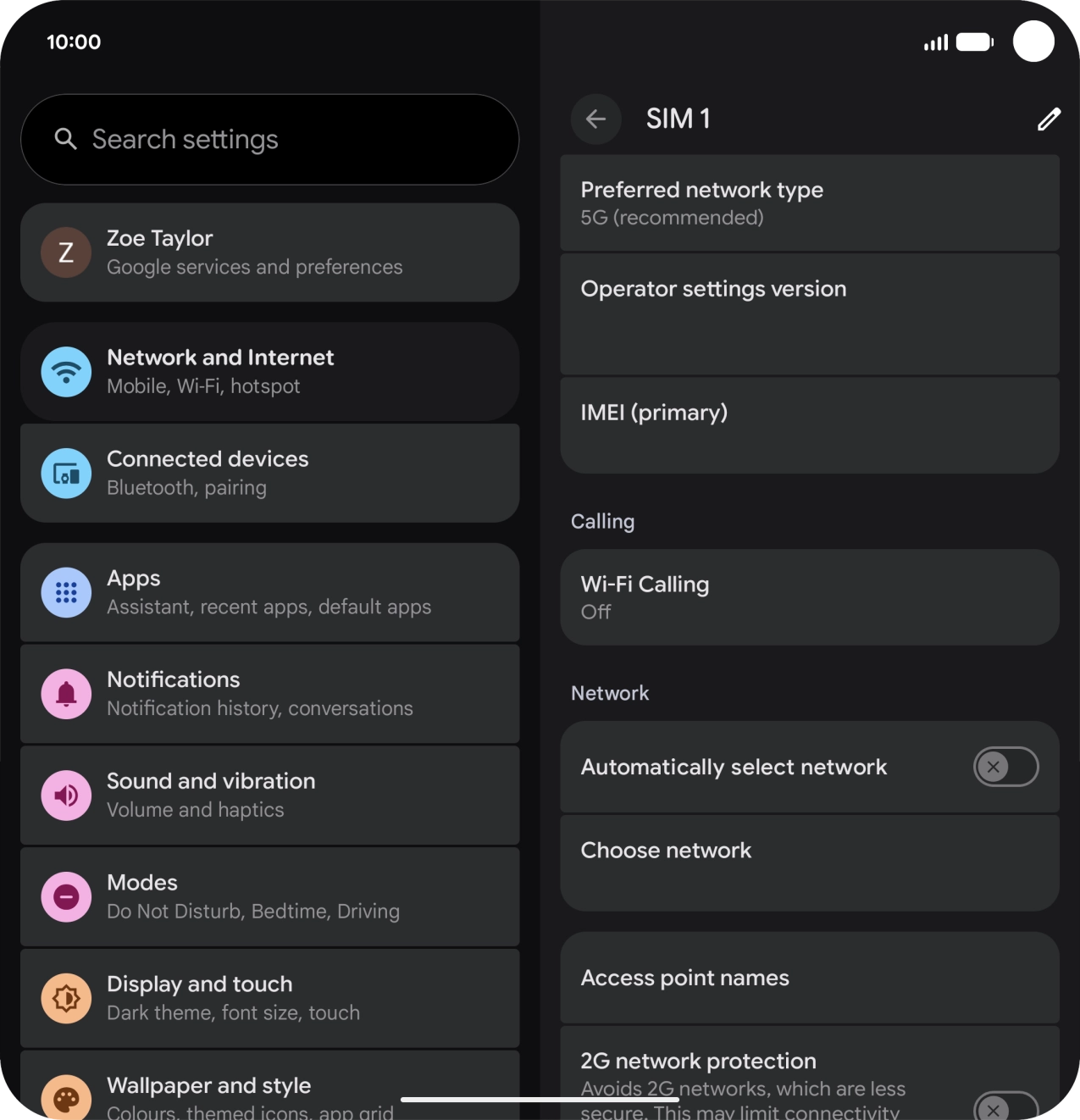 Press the indicator next to 'Automatically select network' to turn on the function.